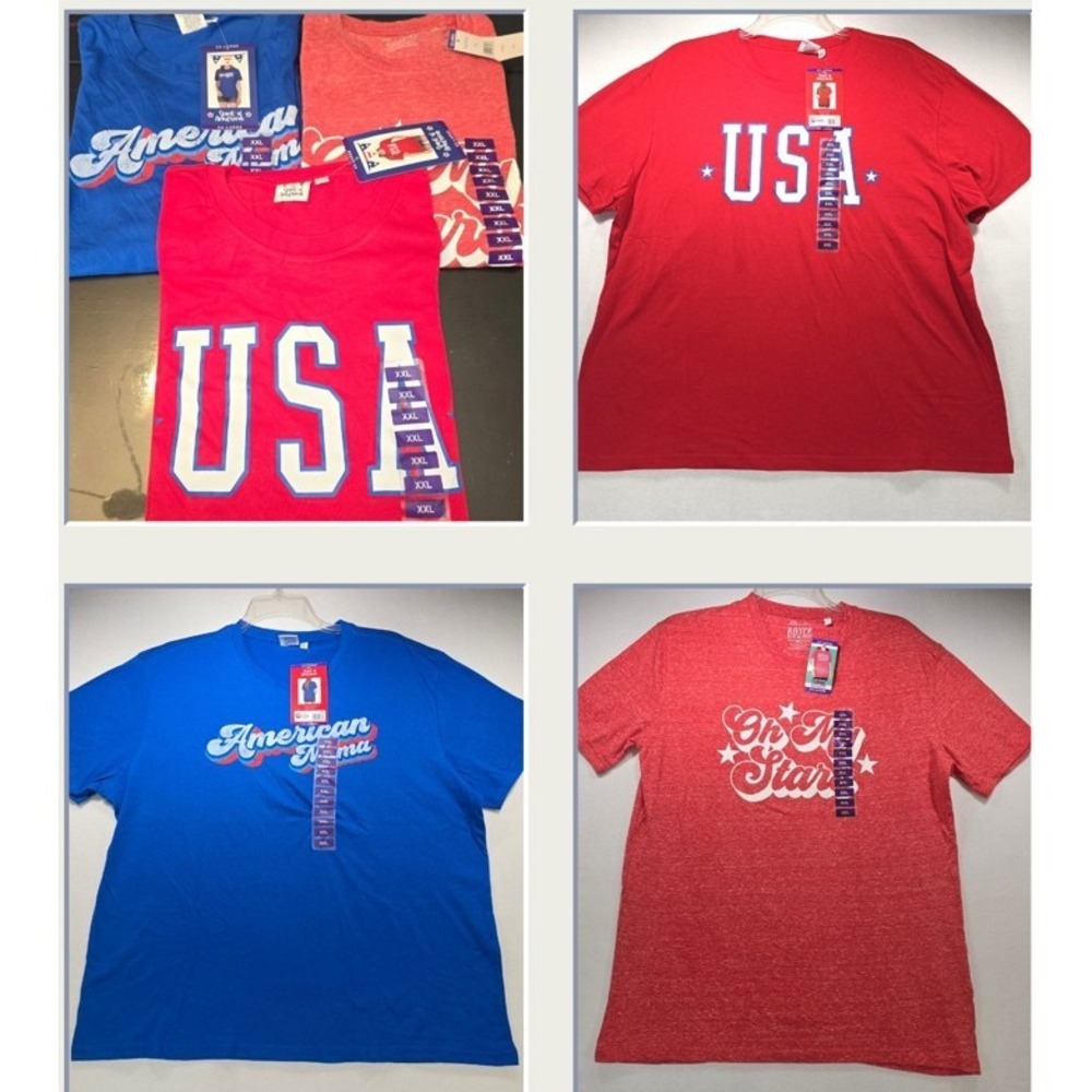 Lot of 3 NWT Spirit of America USA American Mama Oh My Stars T-Shirts XXL Womens
